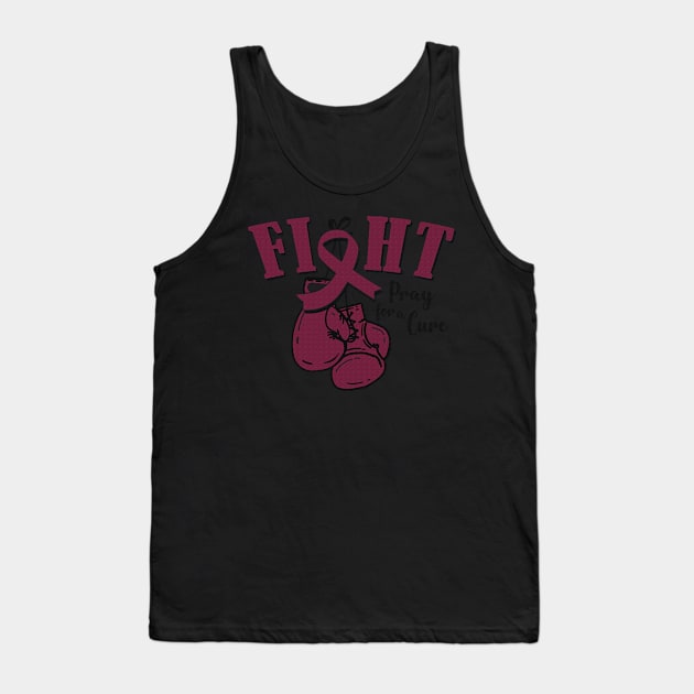 Fight Pray For A Cure Sickle Cell Awareness Burgundy Ribbon Warrior Support Survivor Tank Top by celsaclaudio506